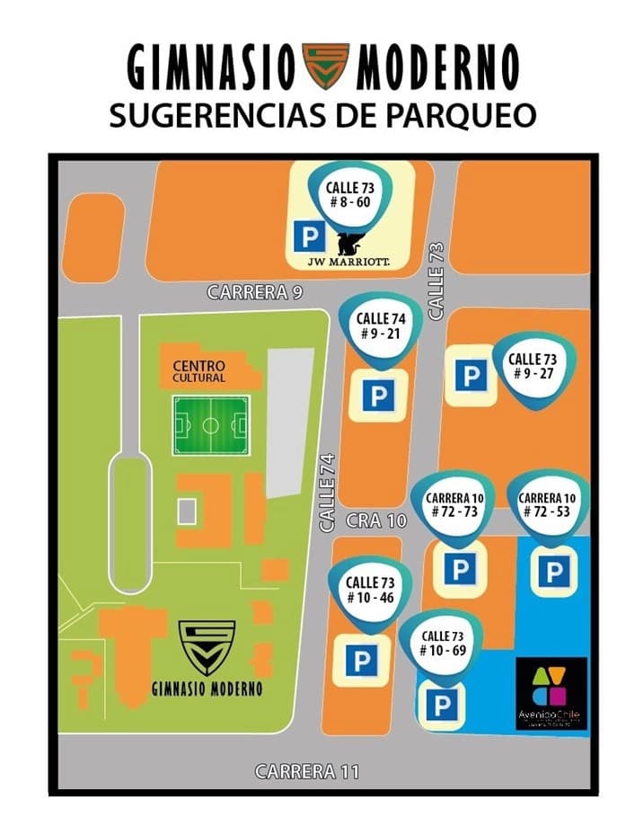 Sugerencias de parqueo Gimnasio Moderno